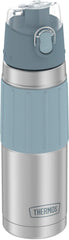 THERMOS bouchon push-button verrouillable montrant l'ouverture d'une main