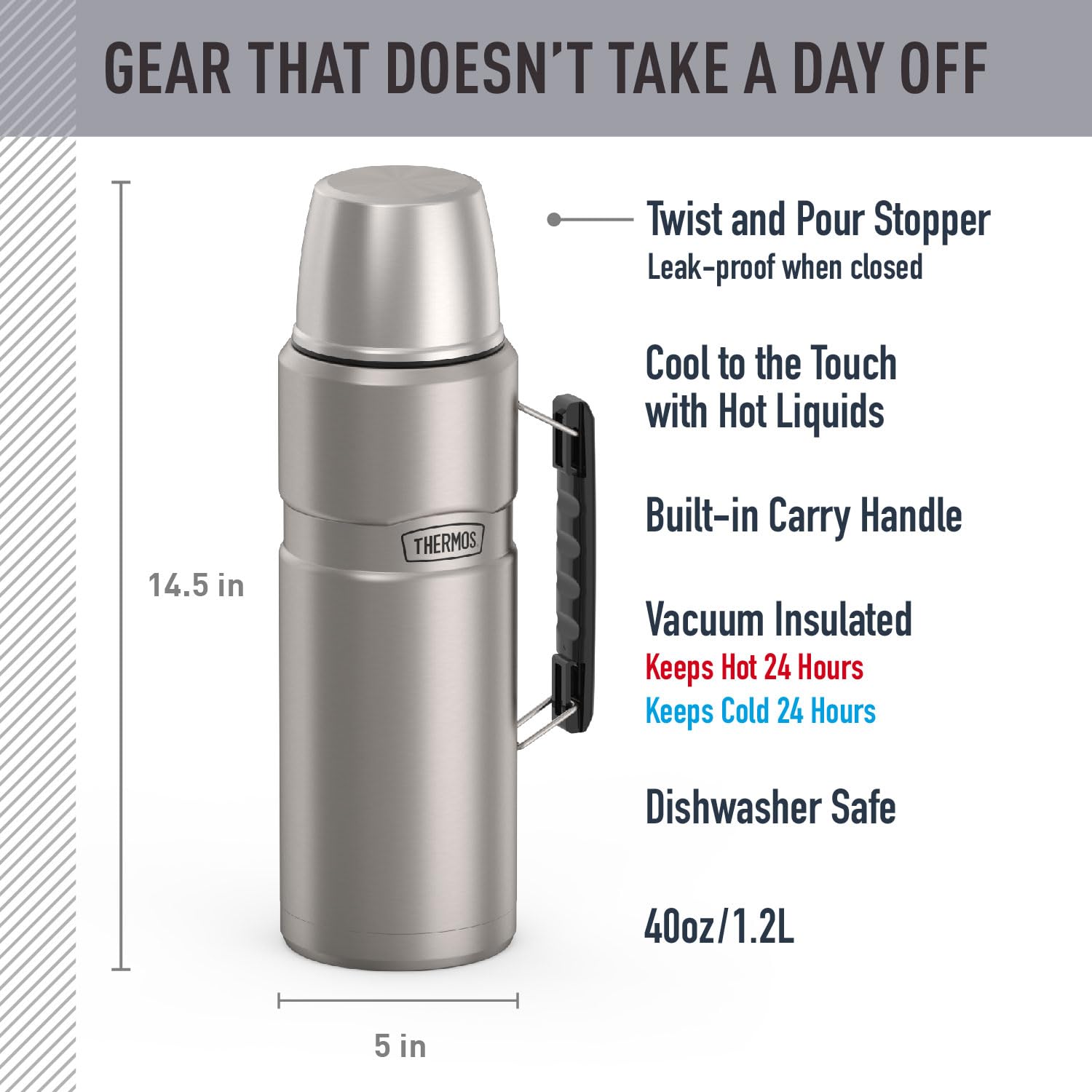 THERMOS bouchon et gobelet inclus pour servir plusieurs tasses facilement