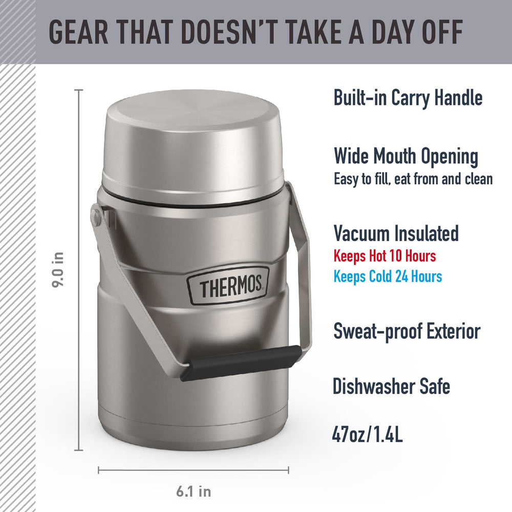 THERMOS gros plan du large goulot facilitant le remplissage et le service