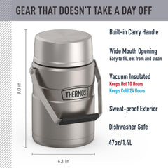 THERMOS gros plan du large goulot facilitant le remplissage et le service