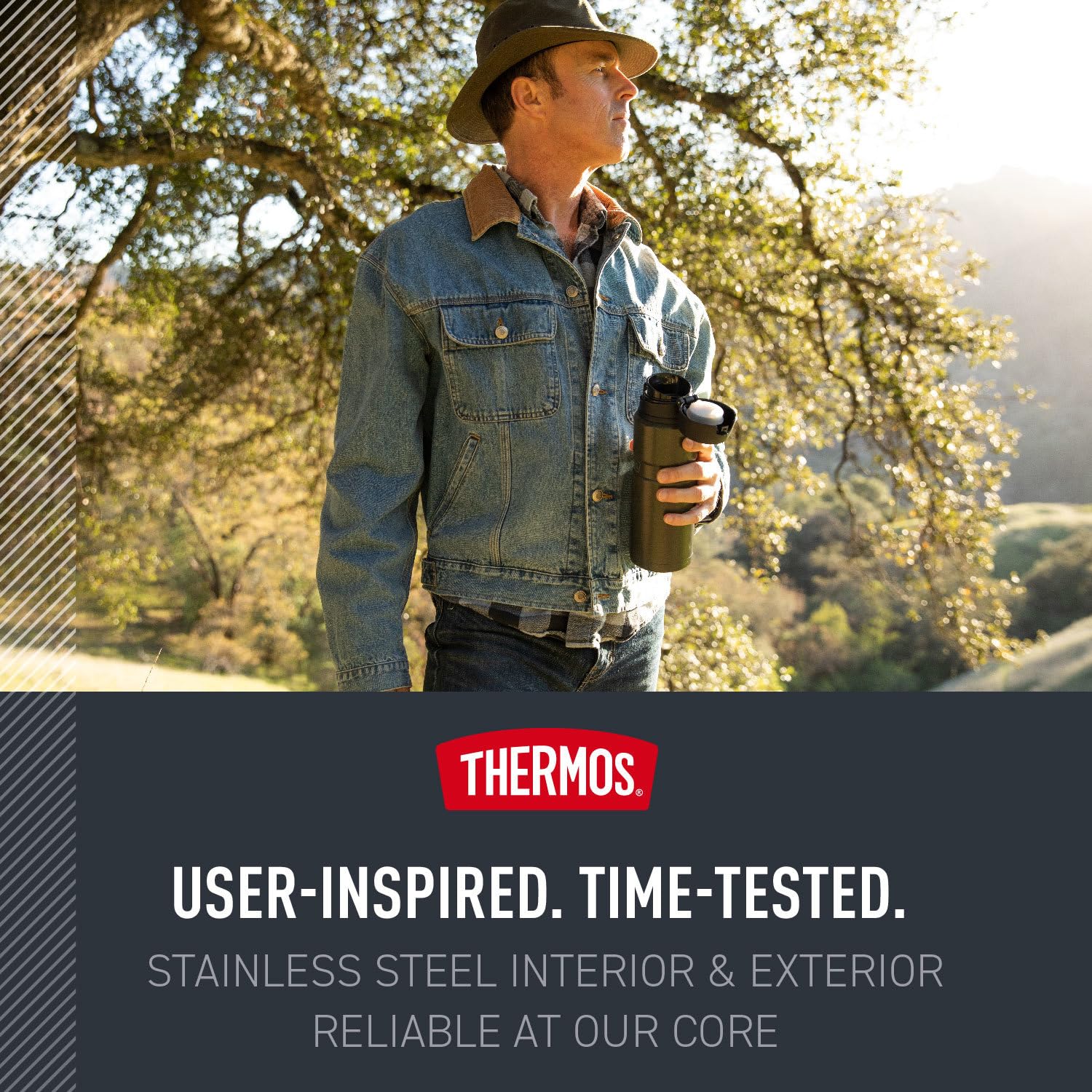 THERMOS gros plan acier inox 18/8 durable et finition résistante