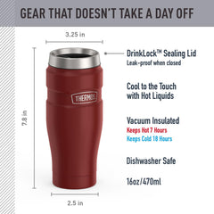 THERMOS gros plan texture acier inoxydable 18/8 montrant solidité et isolation