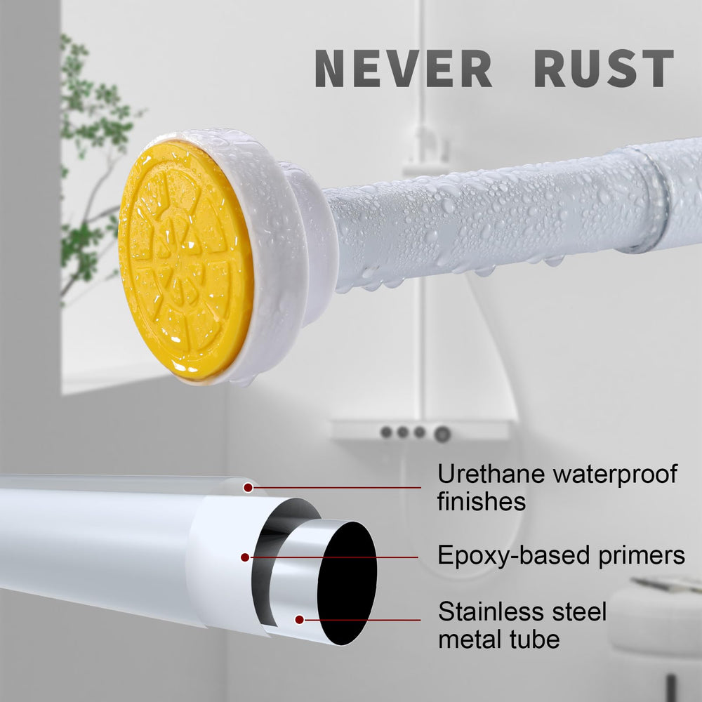 Tringle Thestoa en usage avec rideau de douche, installation sans perçage