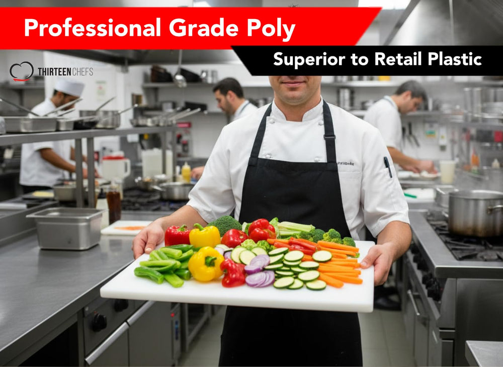 Thirteen Chefs angle montrant épaisseur ½ pouce pour stabilité