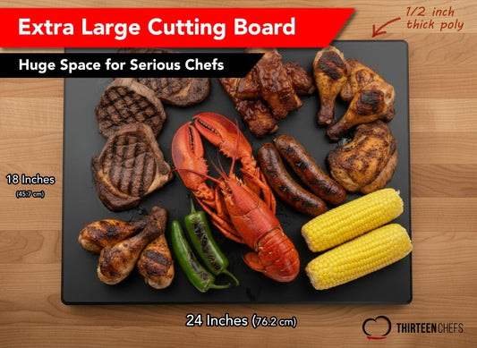 Thirteen Chefs gros plan texture plastique HDPE durable résistant aux entailles