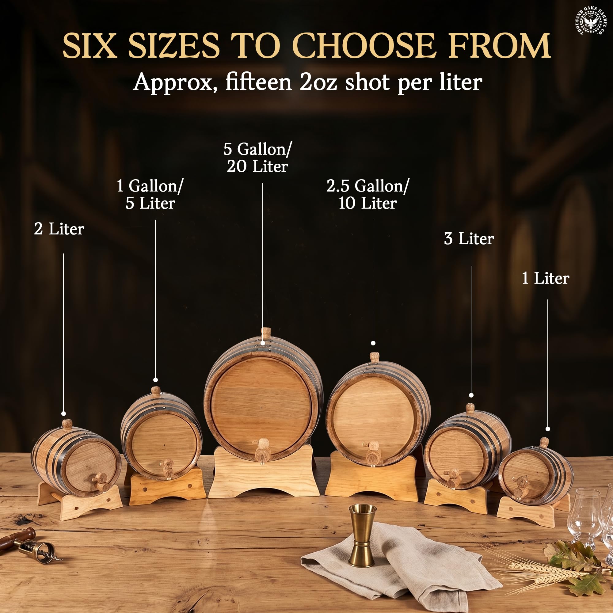 THOUSAND OAKS BARREL échantillons liquides, différentes teintes révélant maturation