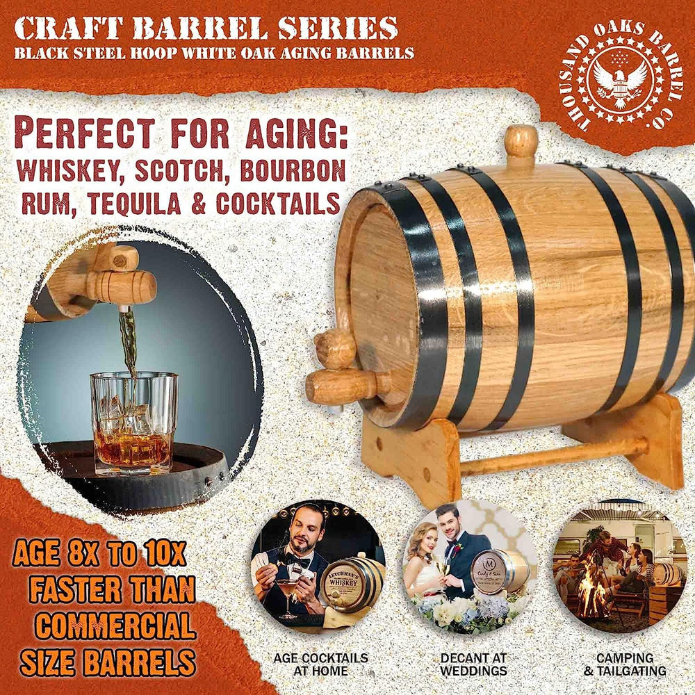 THOUSAND OAKS BARREL support en bois et robinet installés pour service facile