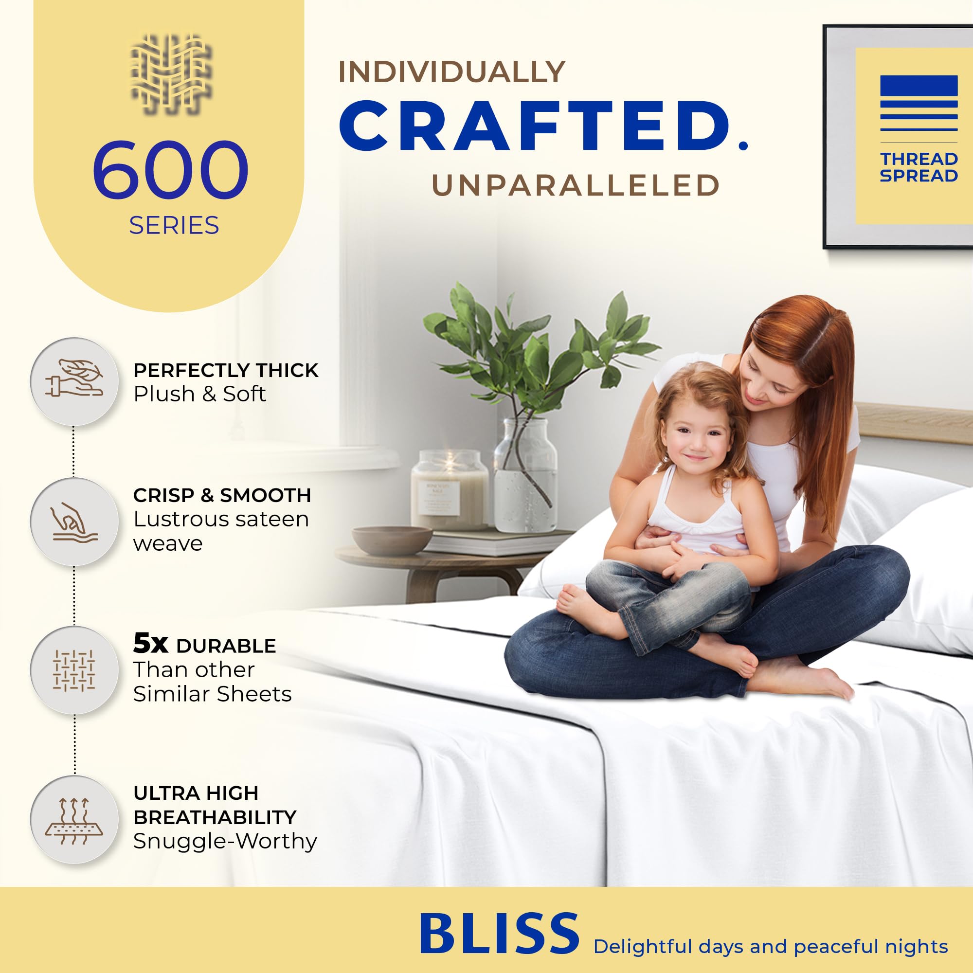 THREAD SPREAD poche profonde 16" ajustée sur matelas épais