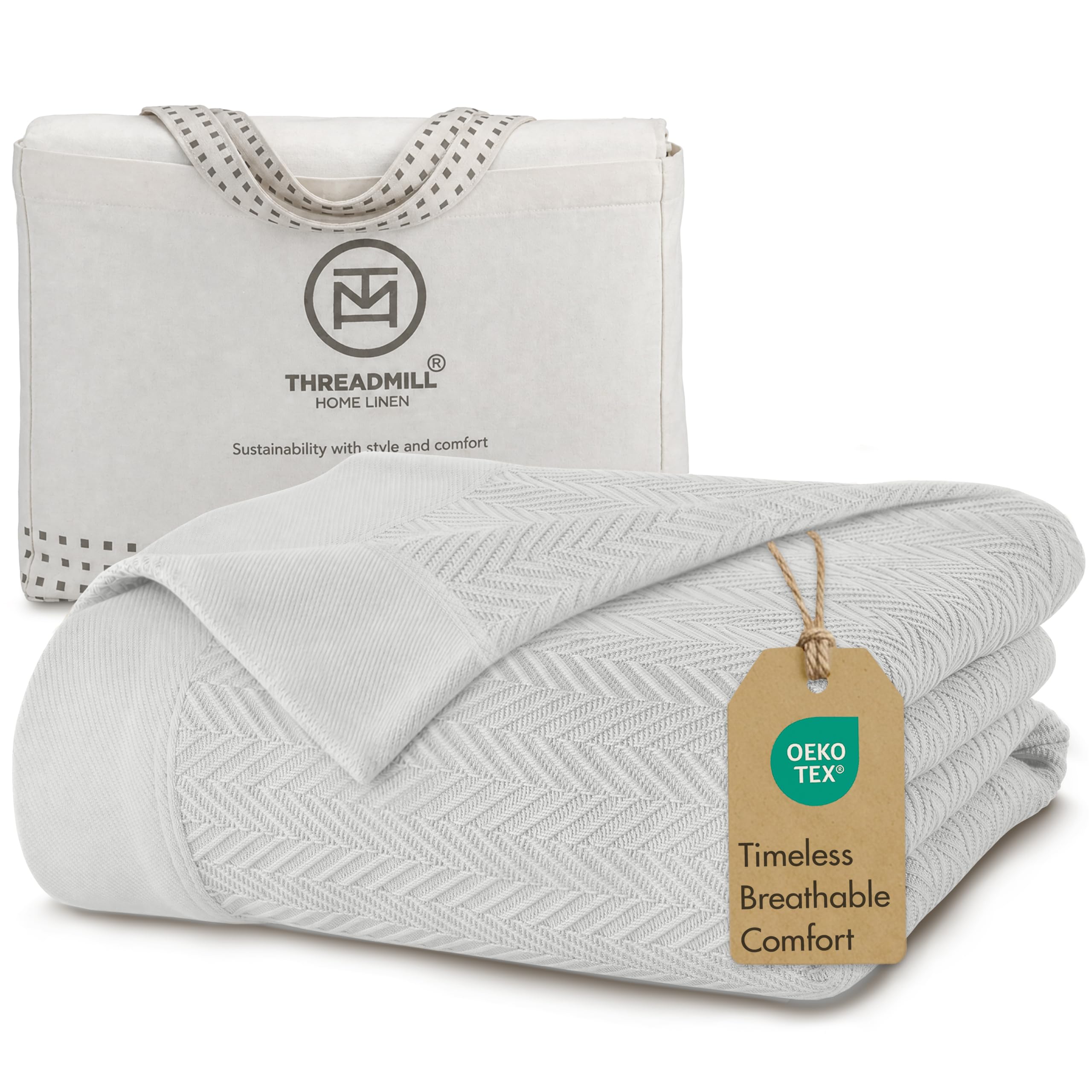 Threadmill couverture face entière Tusk White montrant taille king et confort