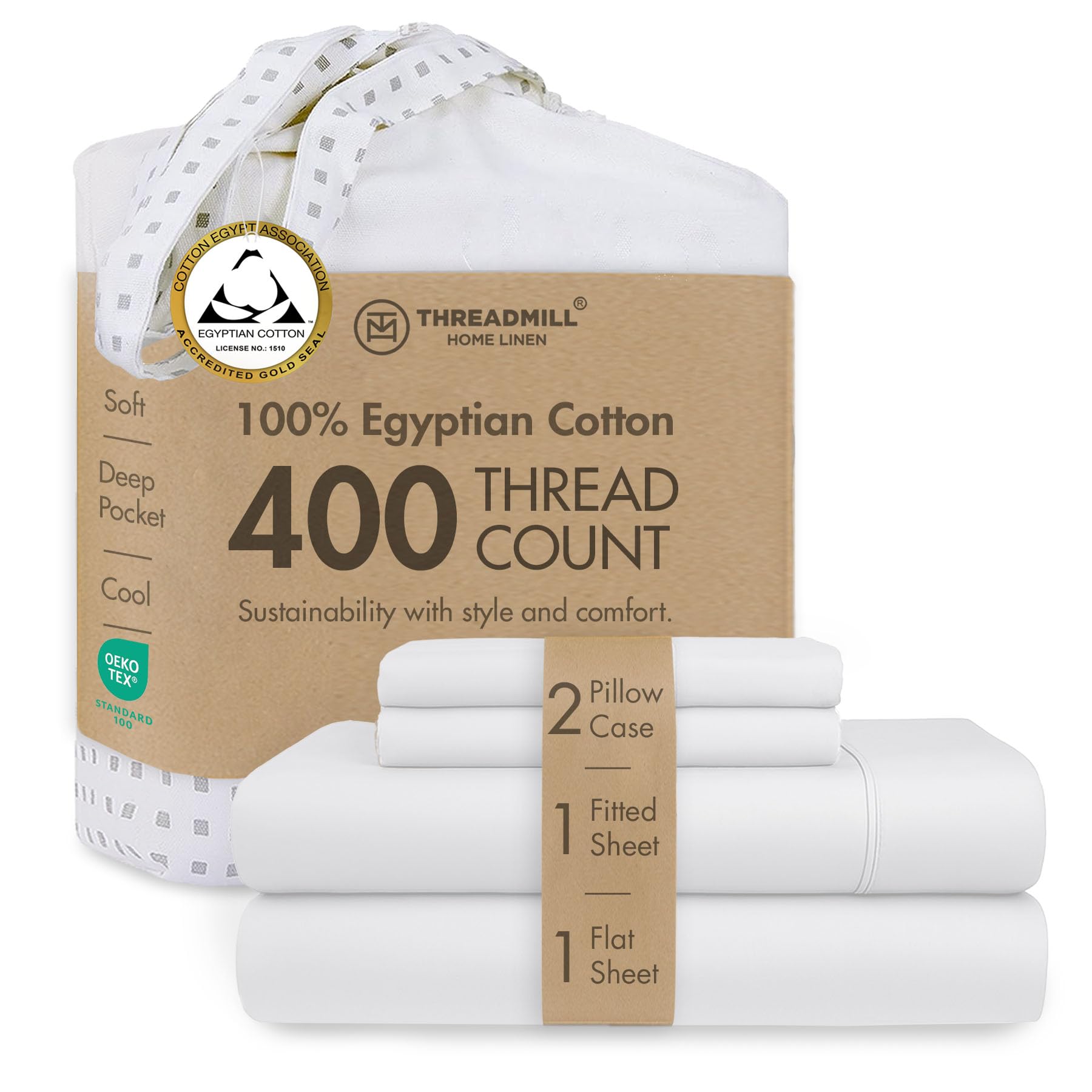 Threadmill face de l'emballage blanc, présentation soignée et info produit