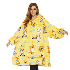 THREE POODLE vue avant du hoodie-blanket oversize, confort immédiat
