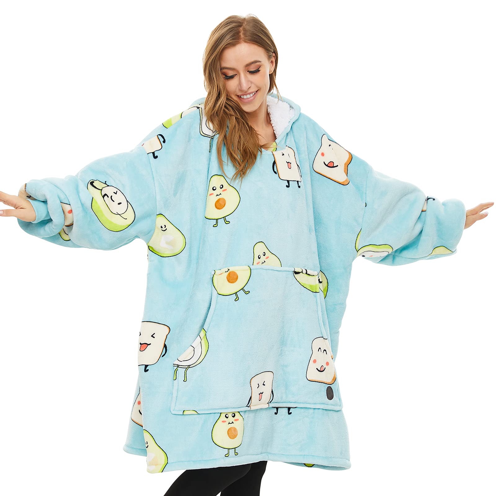 THREE POODLE vue avant du hoodie couverture, chaleur et style