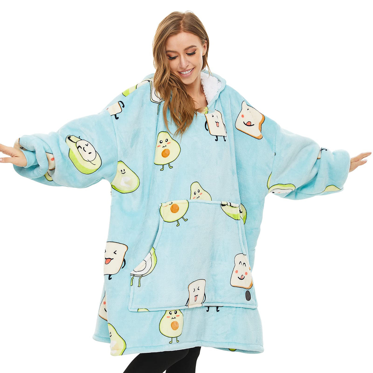 THREE POODLE vue avant du hoodie couverture, chaleur et style