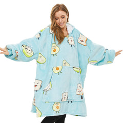 THREE POODLE vue avant du hoodie couverture, chaleur et style