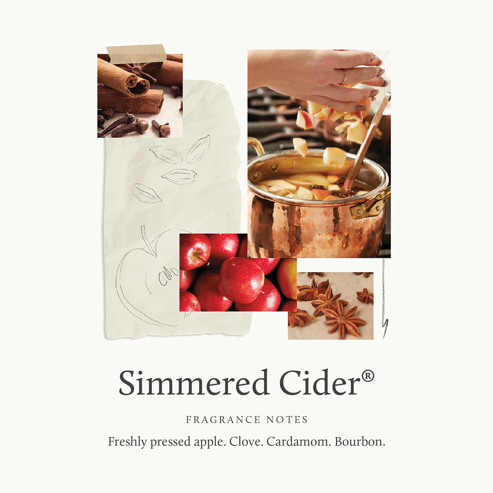 Thymes étiquette Simmered Cider lisible pour identification parfum