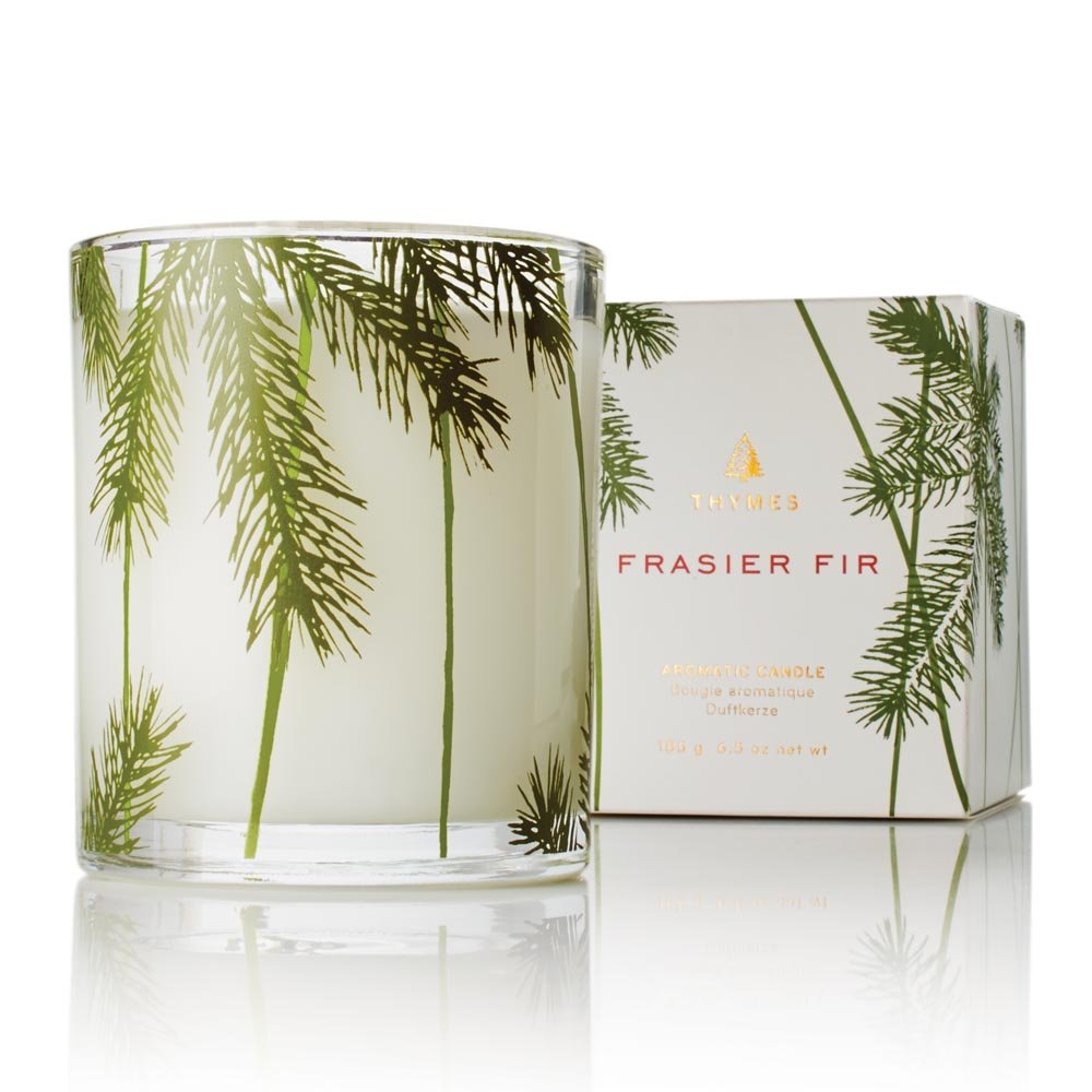 Thymes Frasier Fir pot en verre décoratif mettant en valeur l'esthétique et l'ambiance