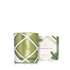 Thymes bougie Frasier Fir jarre face design plaid givré pour décoration