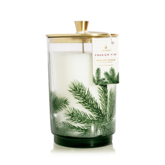 Bougie Thymes Frasier Fir vue avant sur fond neutre, design festif et utilisation simple