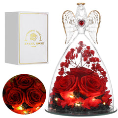 Tiaronics ange face avant montrant la rose préservée et élégance décorative