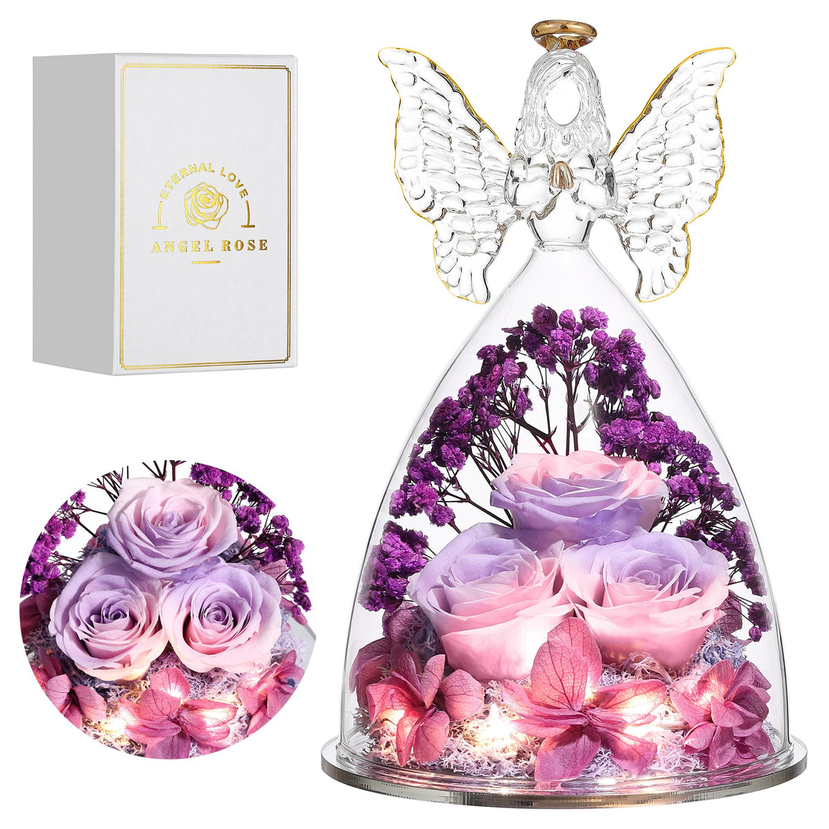 Tiaronics figurine ange en verre face montrant élégance décorative