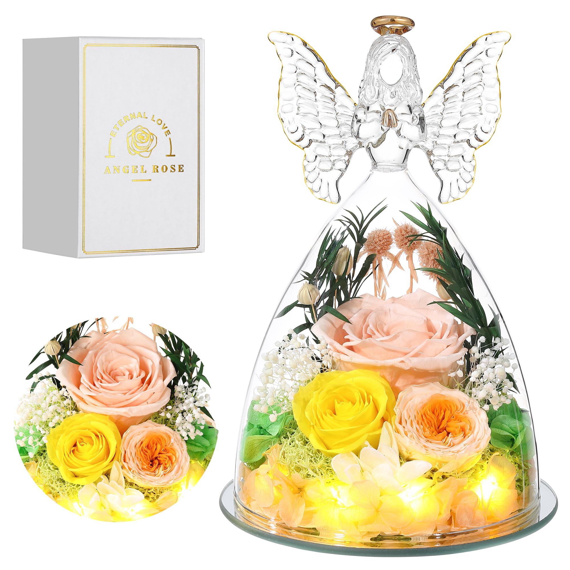 Tiaronics figurine ange en verre vue de face pour cadeau élégant