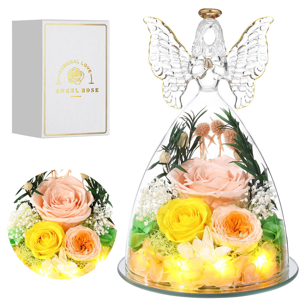 Tiaronics figurine ange en verre vue de face pour cadeau élégant