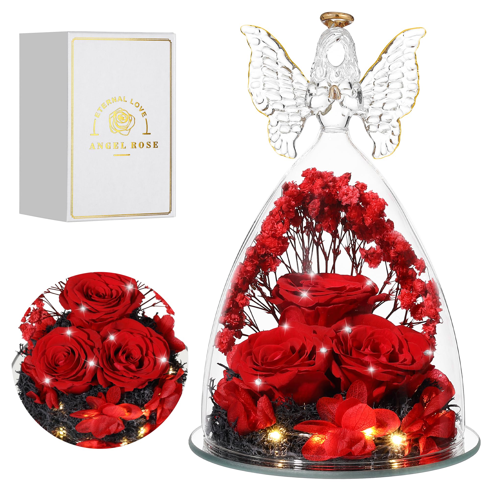 Tiaronics figurine ange en verre vue de face pour un cadeau élégant
