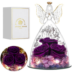 Tiaronics figurine ange face montrant trois roses, cadeau décoratif durable