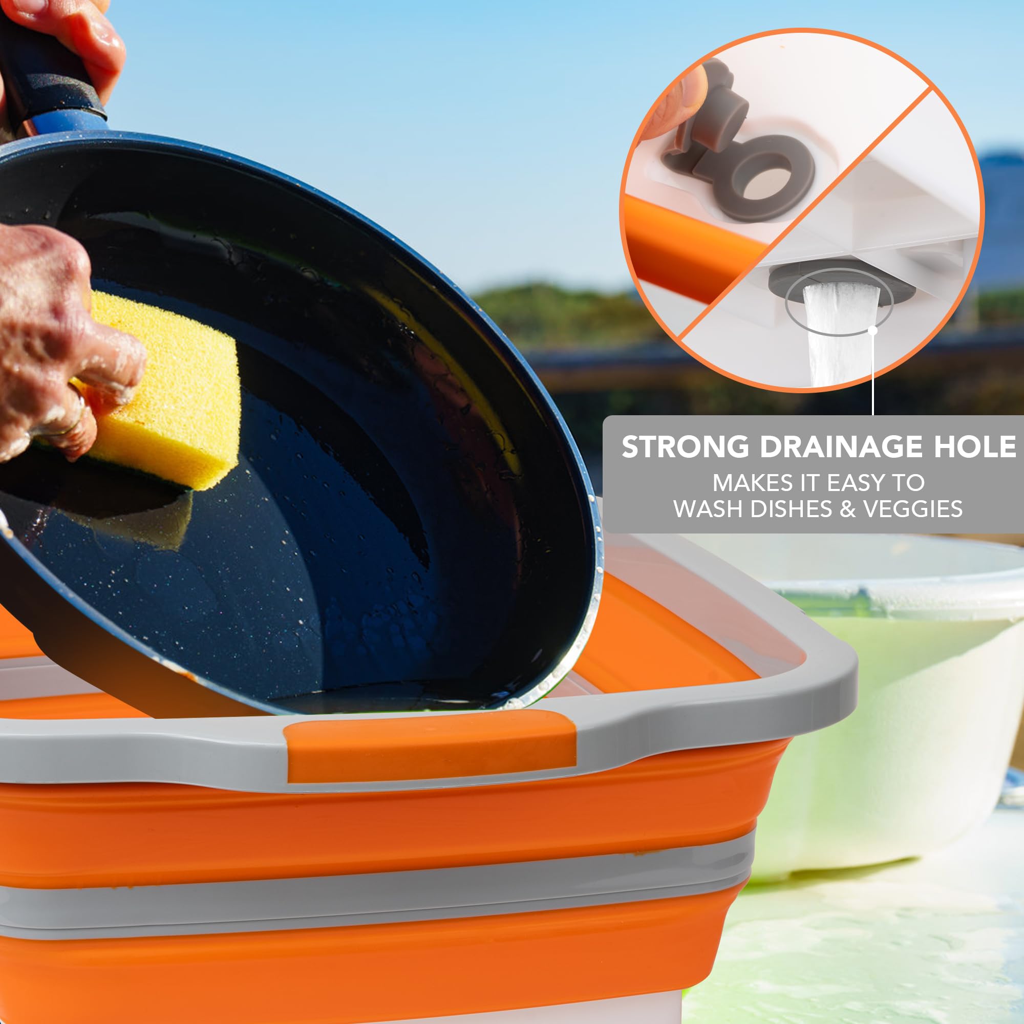 Tiawudi bassine utilisée en camping pour laver ingrédients et vaisselle
