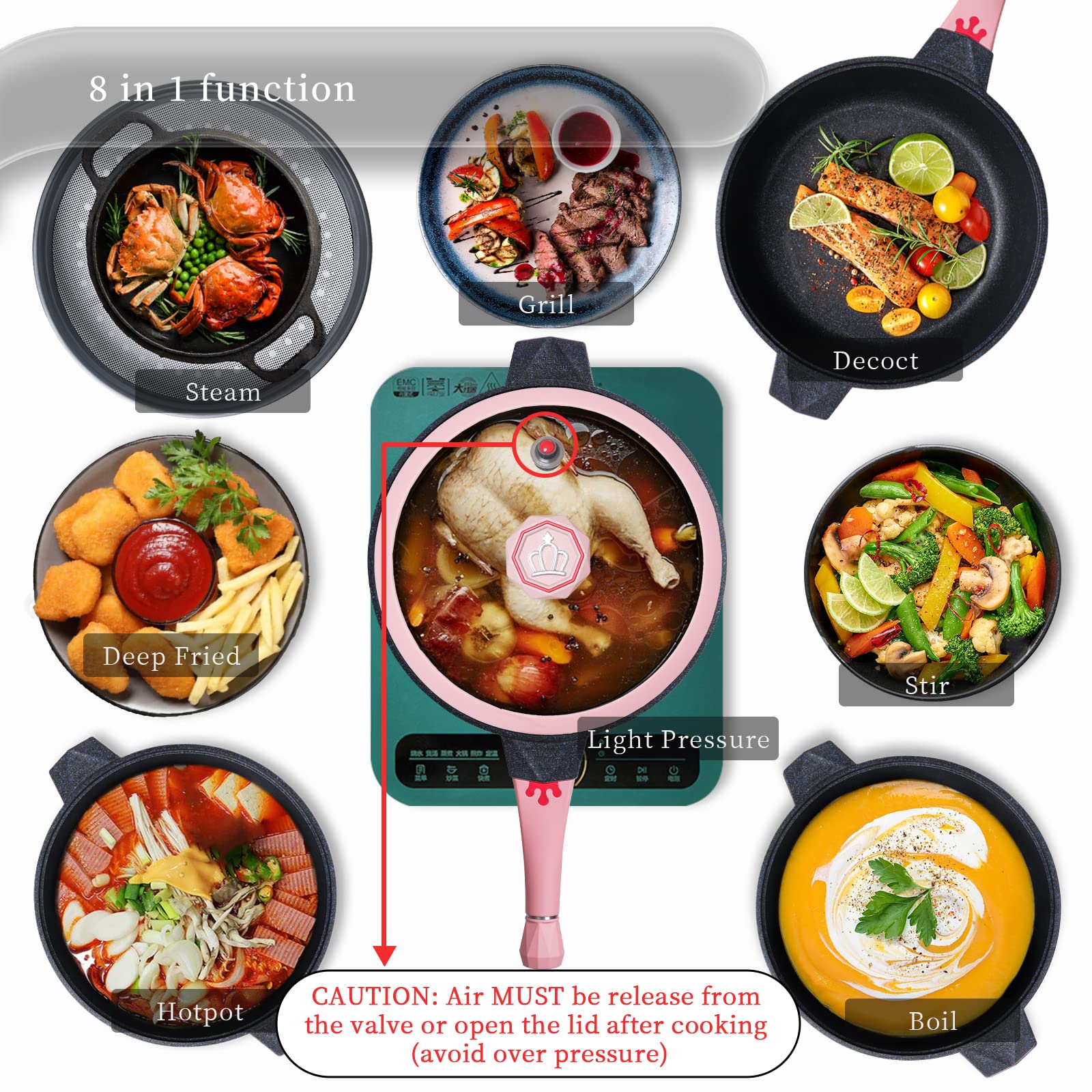 TIBORANG vue de dessus avec couvercle en verre, idéale pour cuisson vapeur et rétention d'arômes