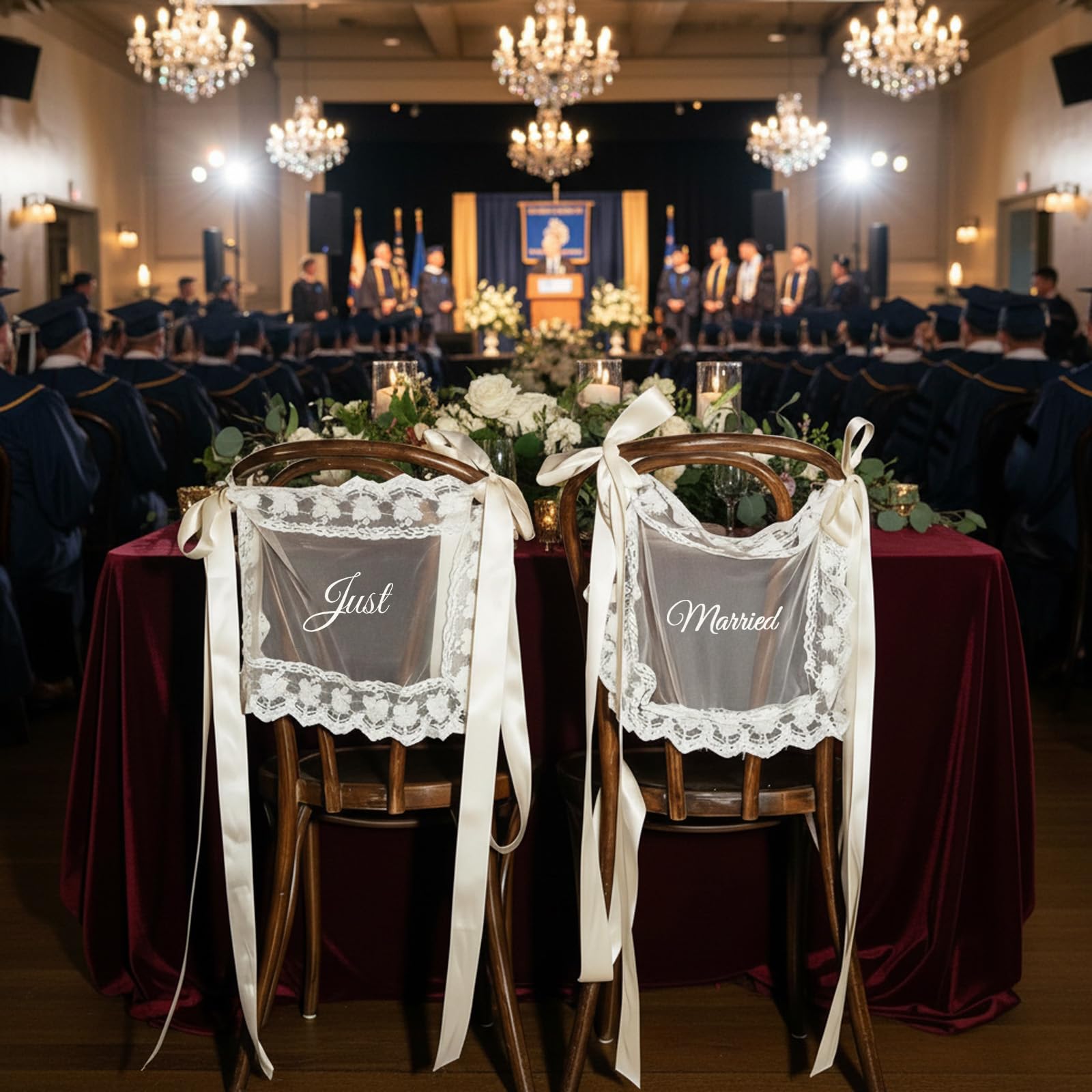 TICFICK panneaux Just Married sur chaise, crée un point focal romantique