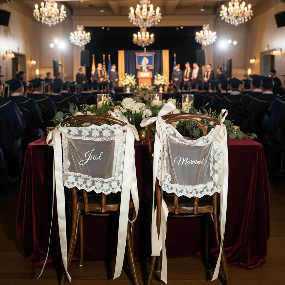 TICFICK panneaux Just Married sur chaise, crée un point focal romantique