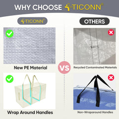 TICONN sac rempli de couvertures illustrant la grande capacité