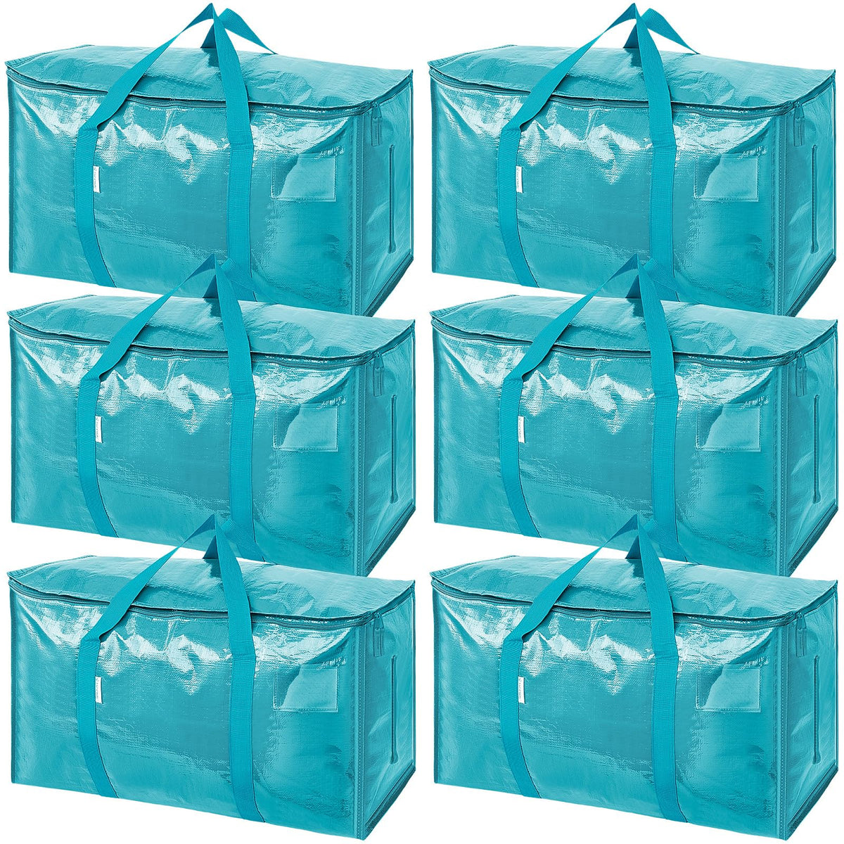 TICONN vue du lot de six sacs aqua montrant la taille et la couleur pour un rangement facile