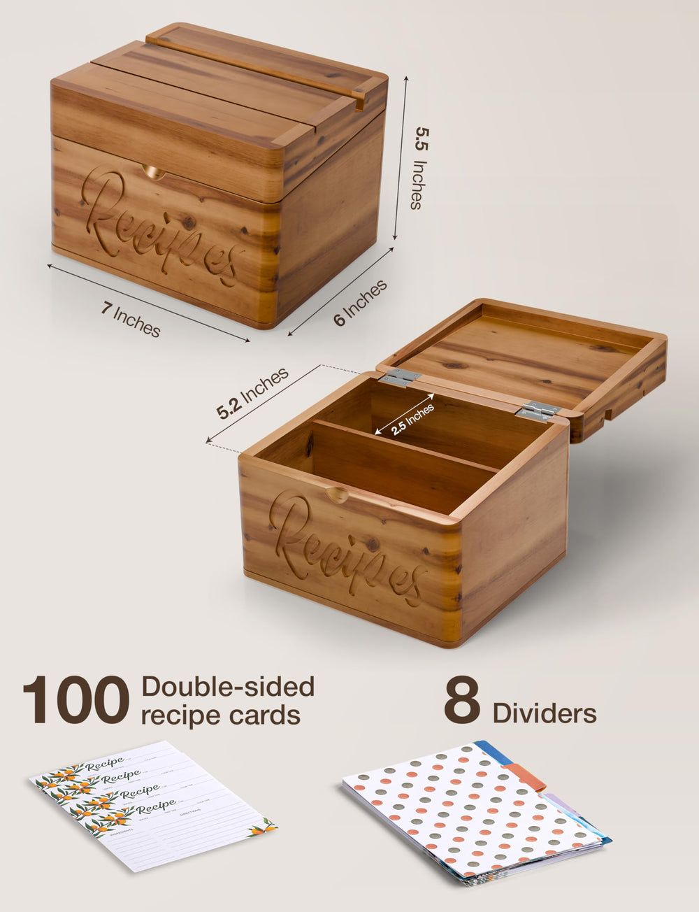 Tidita intérieur avec 100 fiches et diviseur, rangement compact et ordonné