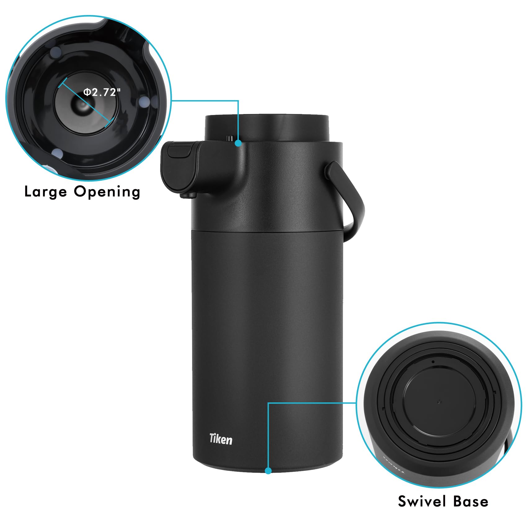 Tiken carafe comparée à une tasse pour évaluer l'échelle et la capacité 4 L