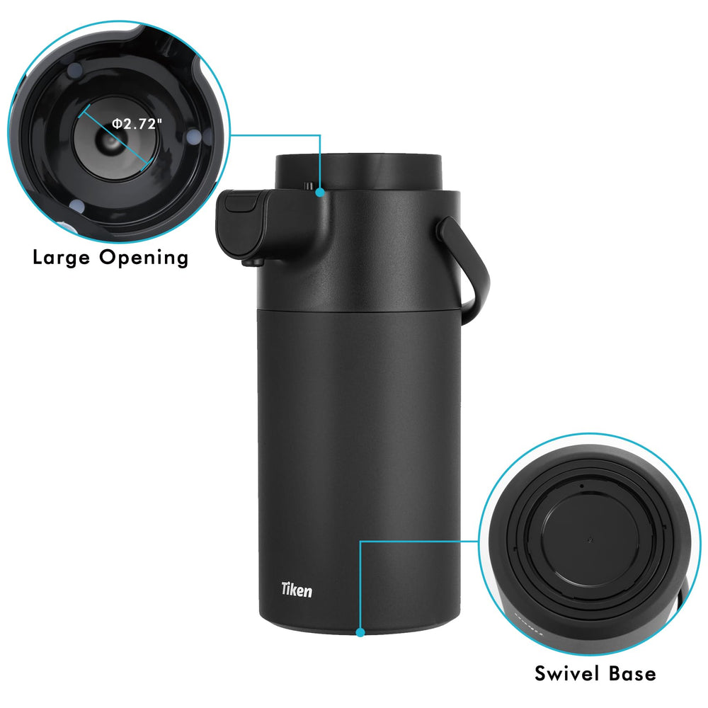 Tiken carafe comparée à une tasse pour évaluer l'échelle et la capacité 4 L