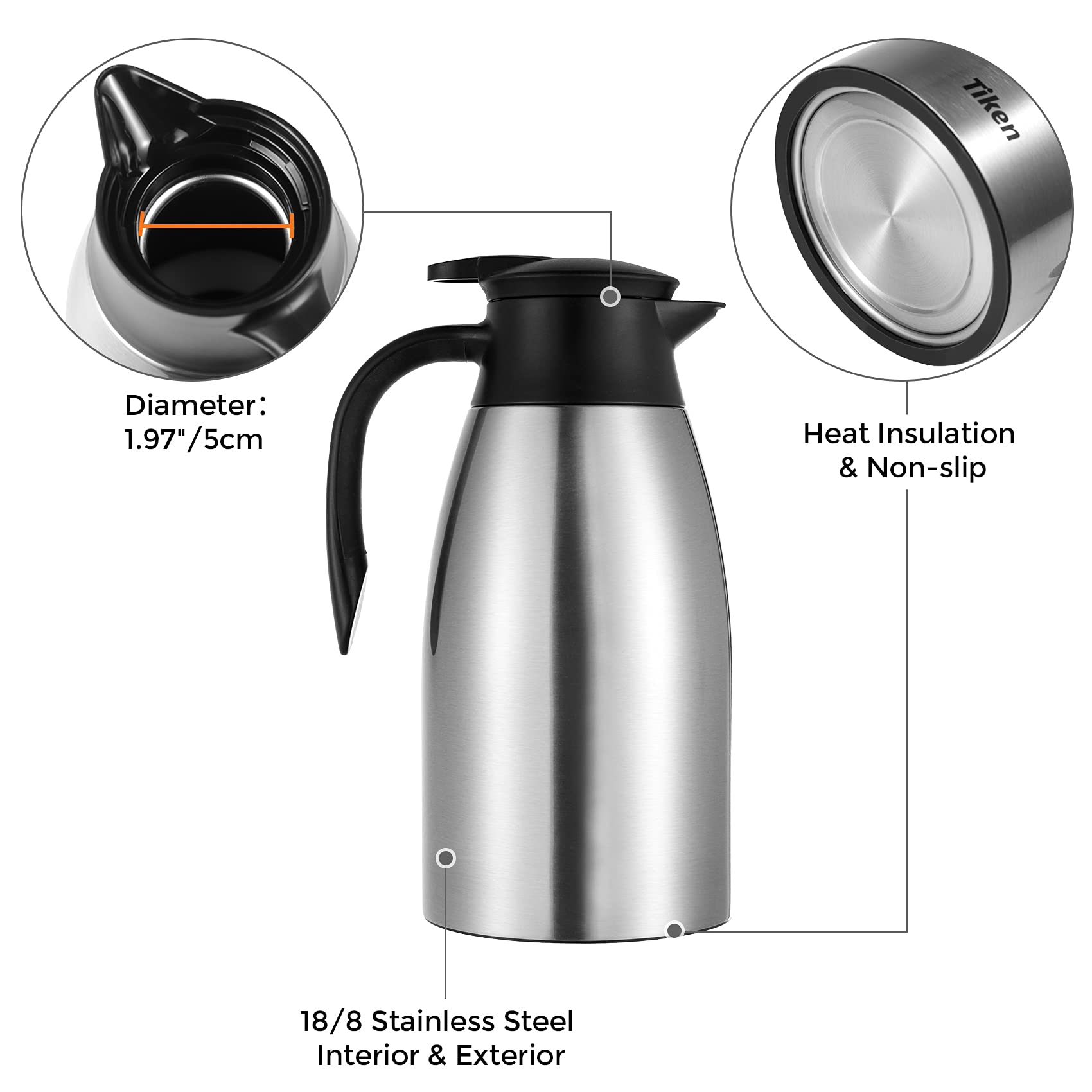 Tiken carafe démonstration bouton-poussoir facile à verser