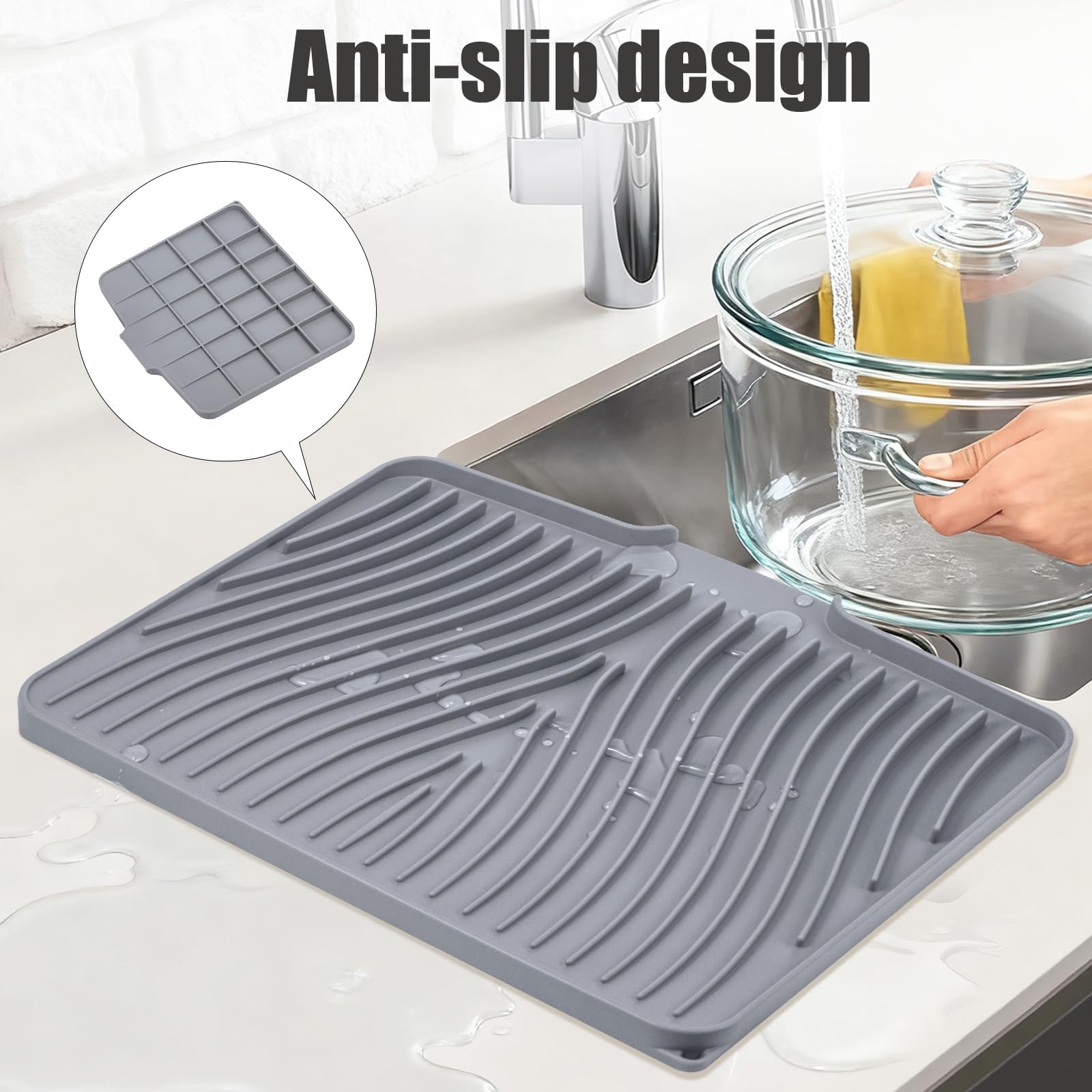 TIKNIK gros plan sur la texture à bosses du tapis, ventilation et séchage accélérés
