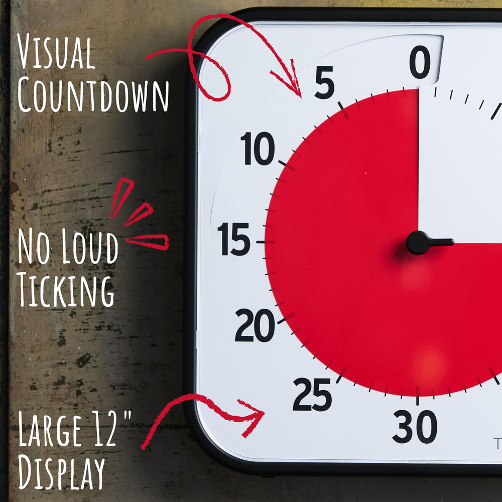 TIME TIMER gros plan disque rouge illustrant visibilité instantanée