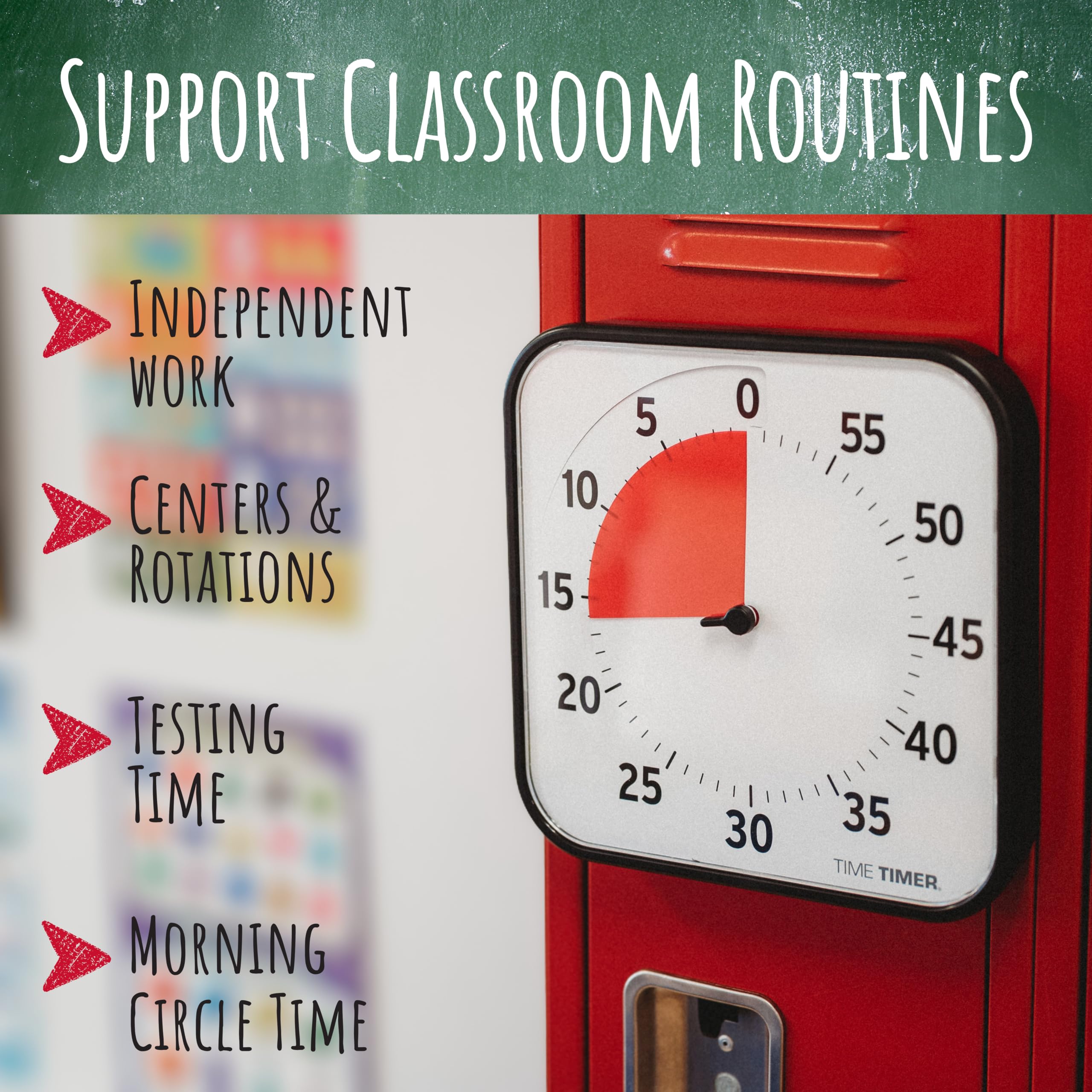 TIME TIMER fixé magnétiquement sur tableau blanc pour classe