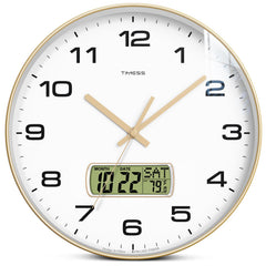 TIMESS horloge murale face complète montrant heure lisible et design doré