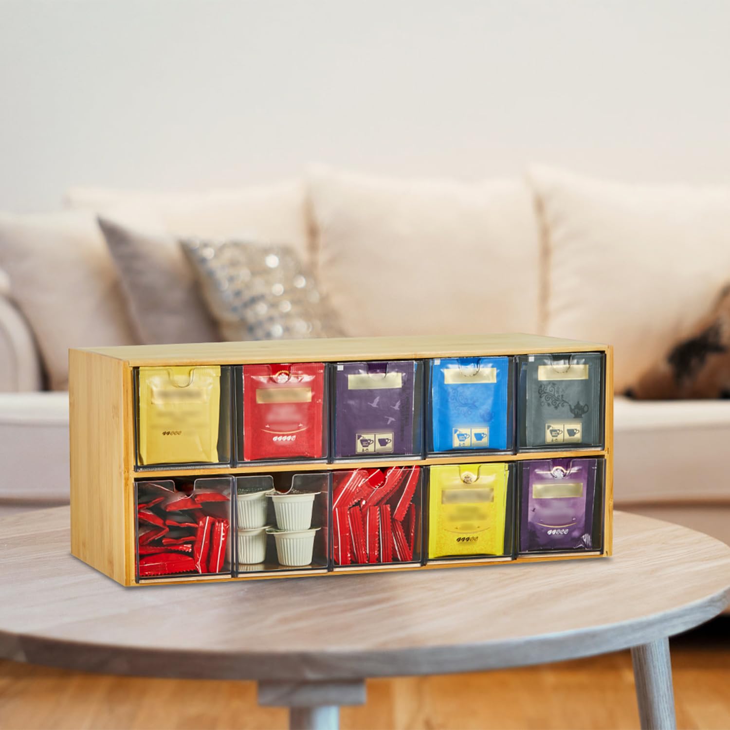 TIMIEEYA intérieur avec sachets triés facilitant sélection rapide