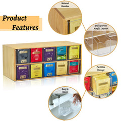 TIMIEEYA tiroir acrylique ouvert montrant accès rapide aux sachets