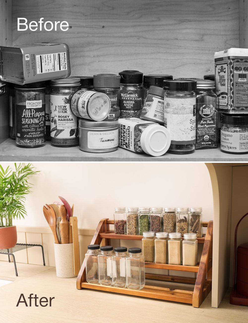 Tinamo en cuisine stylée illustrant rangement fonctionnel et esthétique