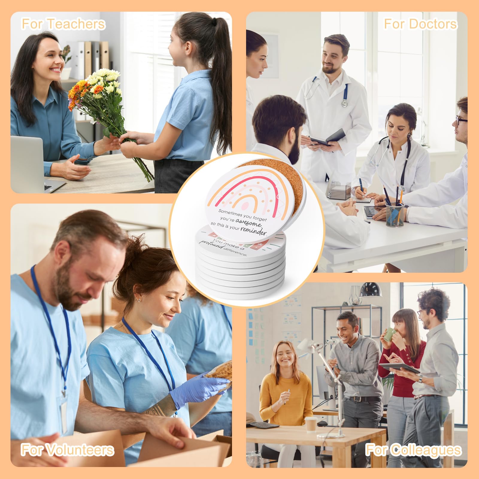 Tioncy mise en scène coffret cadeau sous‑verres exprimant gratitude