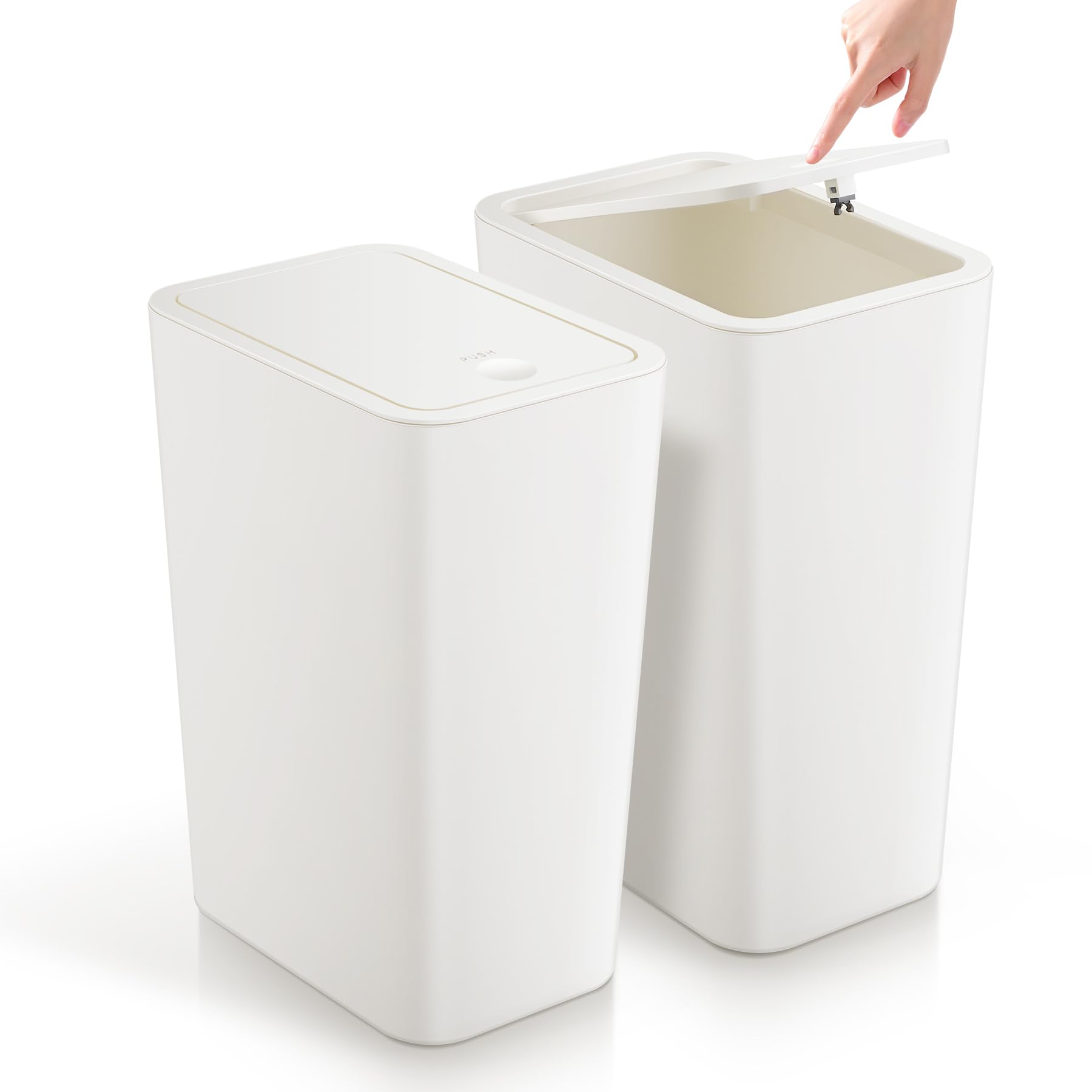 TIPGO corbeille face avant blanche montrant design étroit et gain d'espace