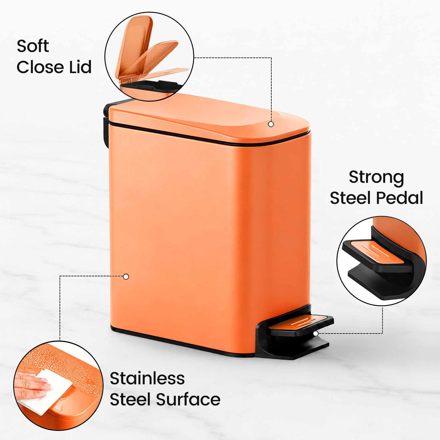 TIPGO pédale acier durable facilitant ouverture sans effort