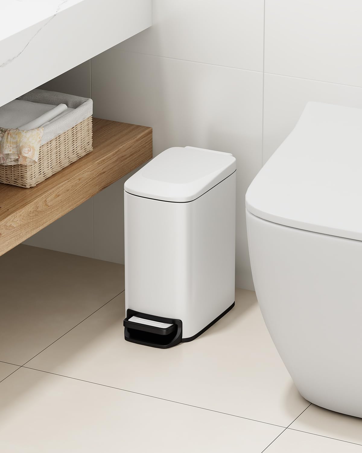 TIPGO poubelle placée dans salle de bain apportant discrétion