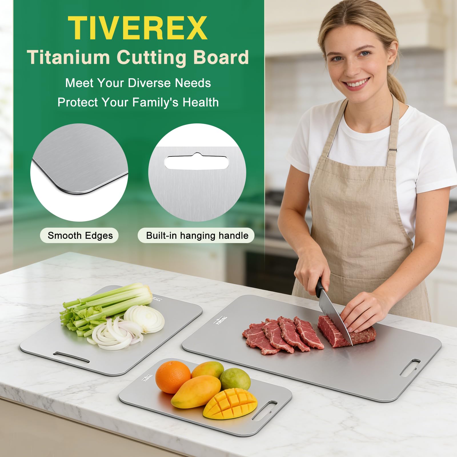 TIVEREX planche utilisée pour couper des fruits, surface non poreuse pratique